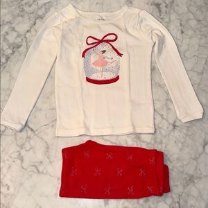 Carter's White and Red Ballerina Snow Globe Bow Set 4T